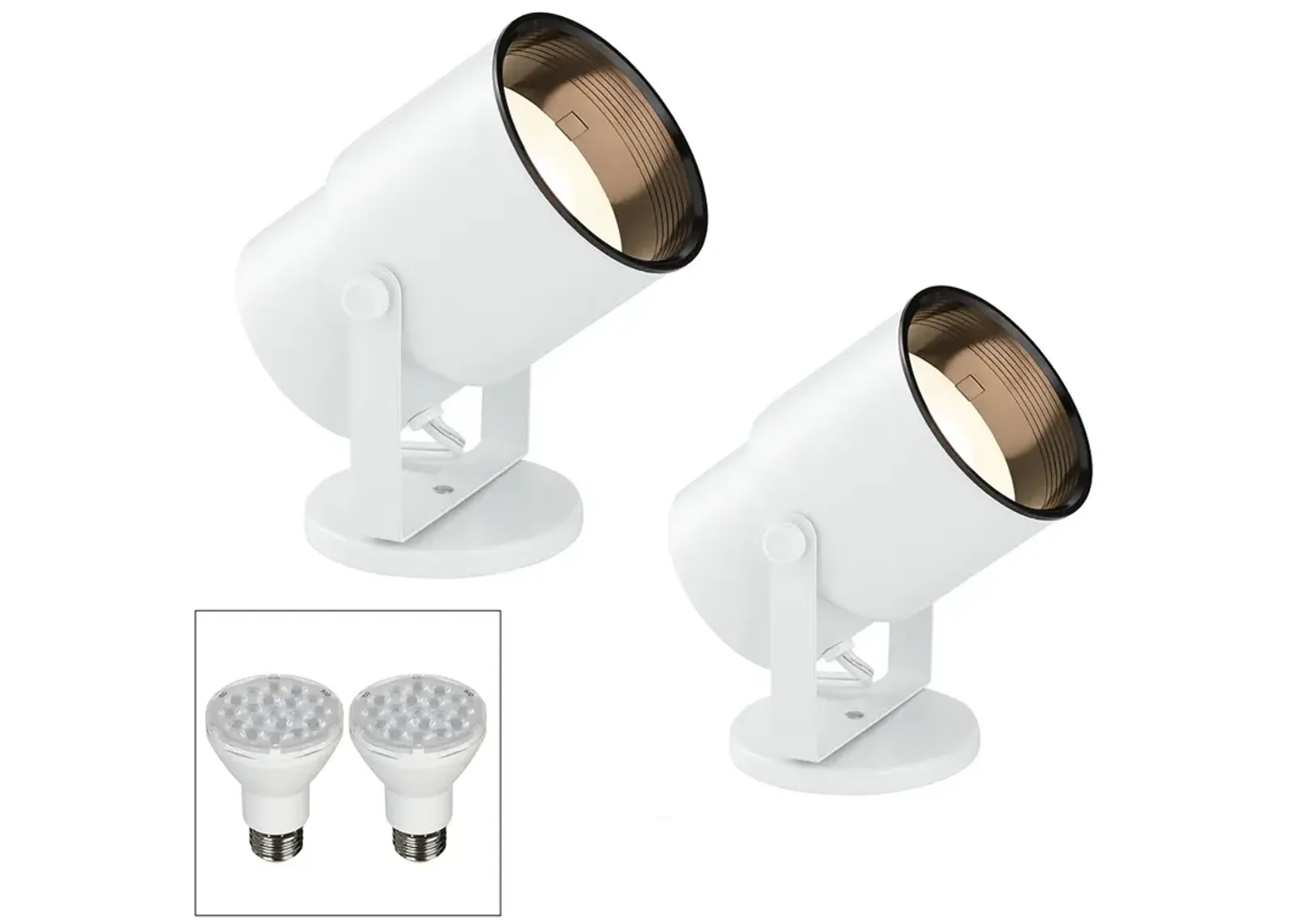 Cord-n-Plug White LED Accent Uplight w/ Foot Switch Set of 2