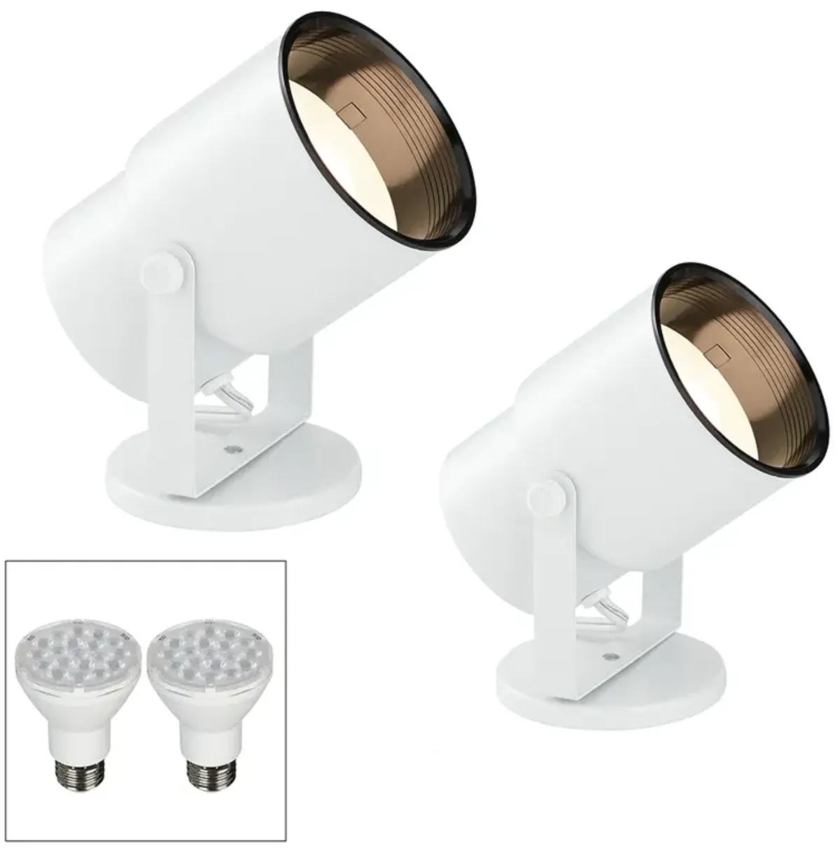 Cord-n-Plug White LED Accent Uplight w/ Foot Switch Set of 2