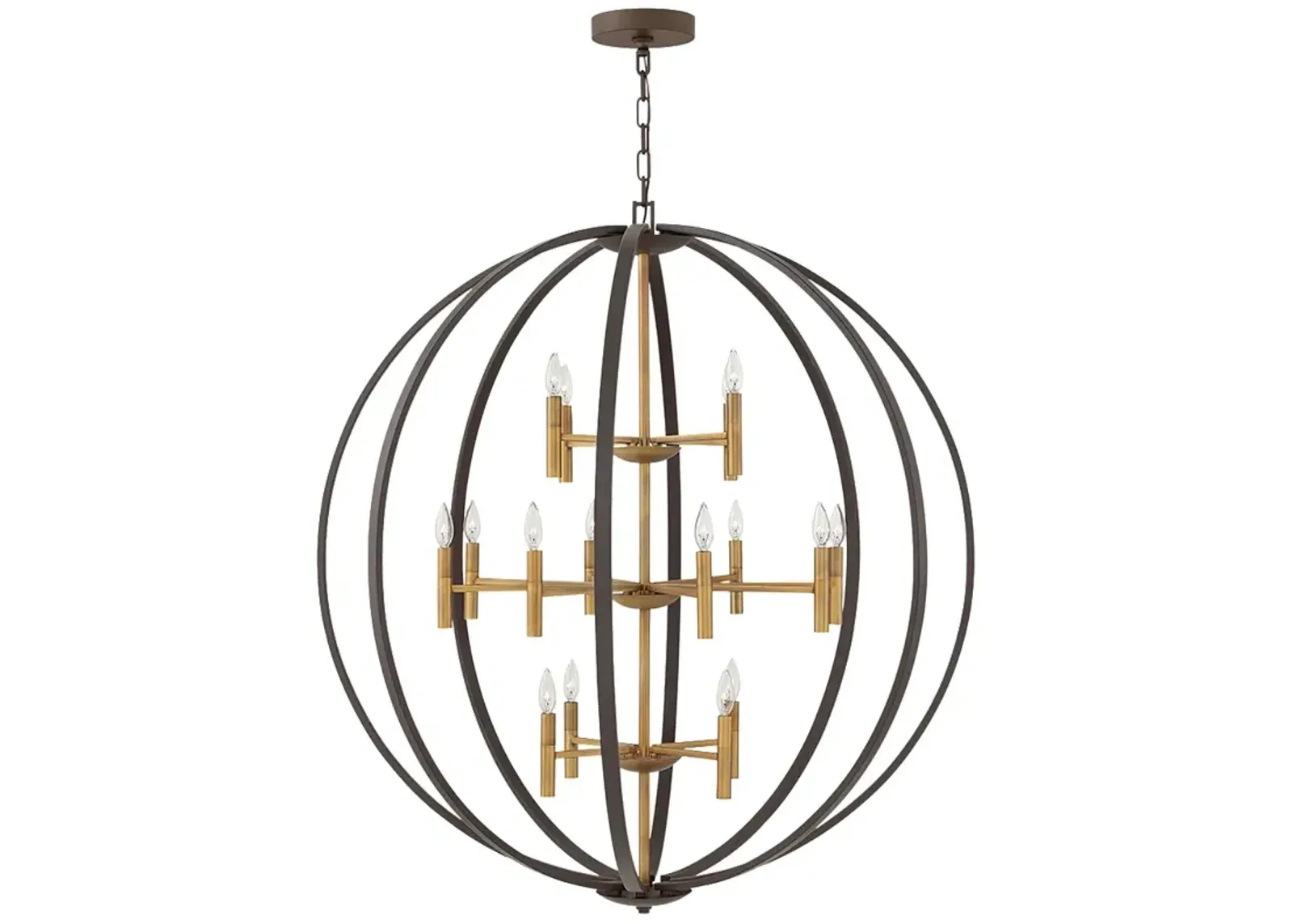 Hinkley Euclid 44" Wide Spanish Bronze and Gold Modern Orb Chandelier