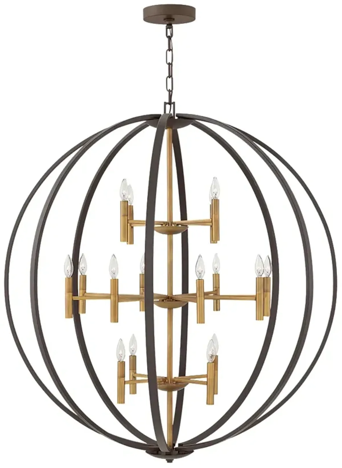 Hinkley Euclid 44" Wide Spanish Bronze and Gold Modern Orb Chandelier