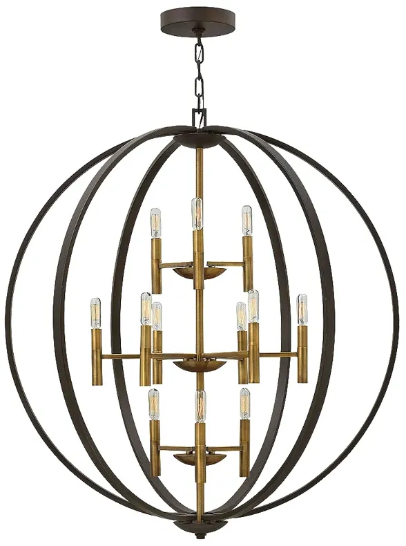 Hinkley Euclid 36" Wide Spanish Bronze Three Tier Orb Chandelier