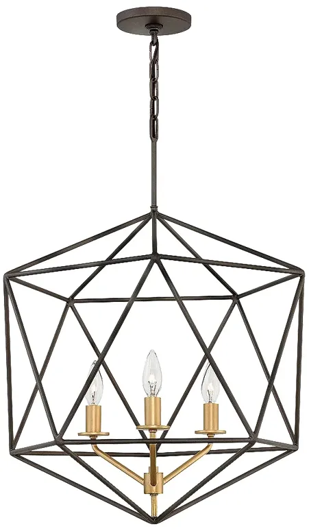 Astrid 20" Wide Matte Bronze 3-Light Geometric Chandelier