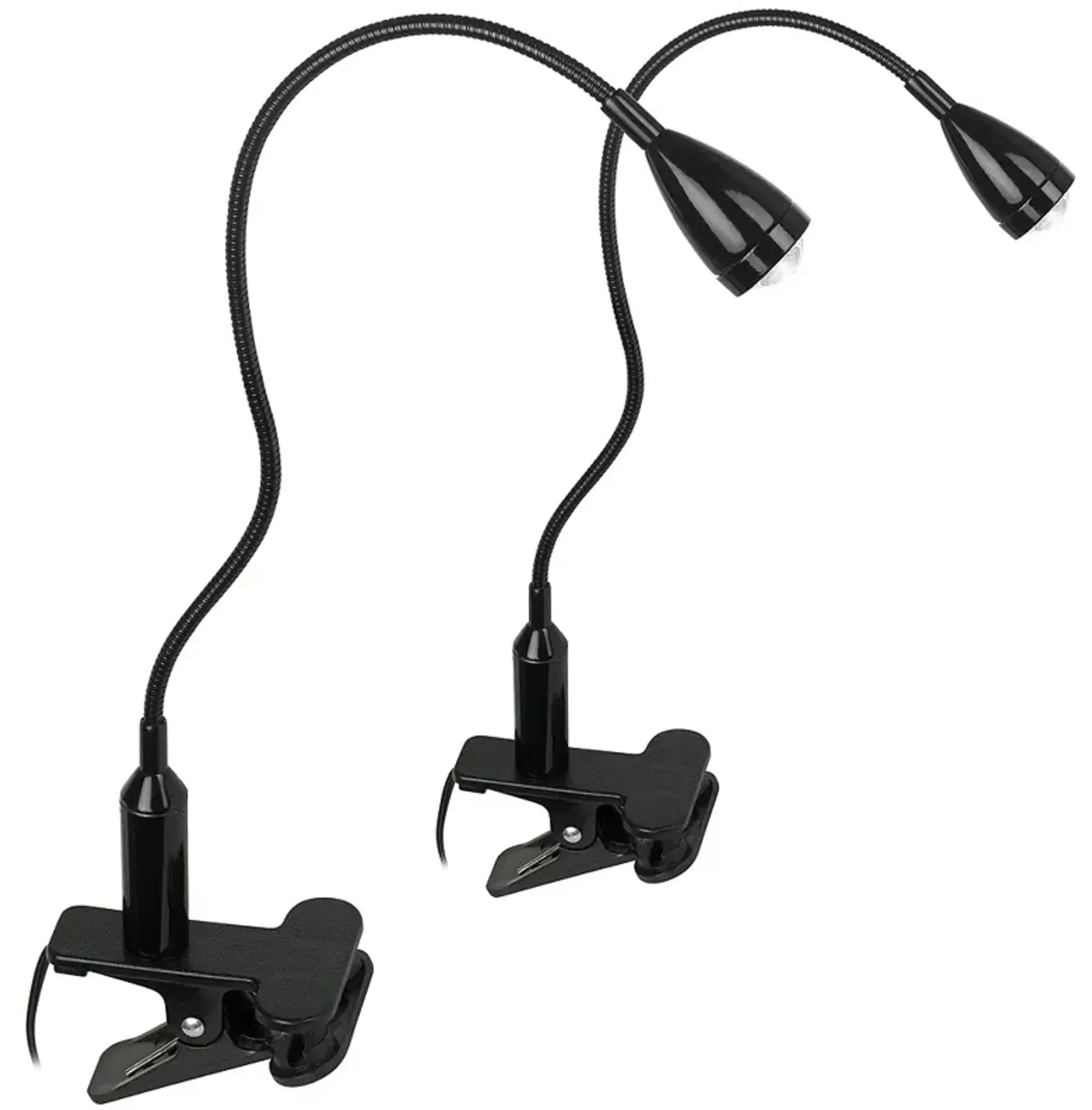 Pro Track Black LED Adjustable Gooseneck Clip Light Set of 2