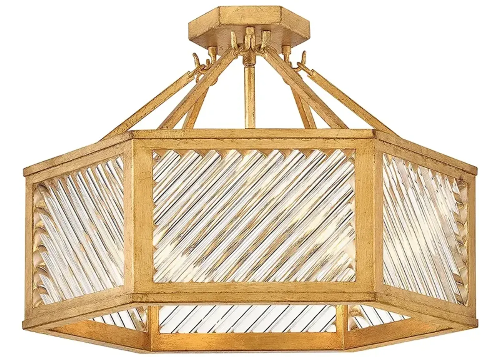 Hinkley Interior Sura Medium Semi-Flush Mount 19" Distressed Brass