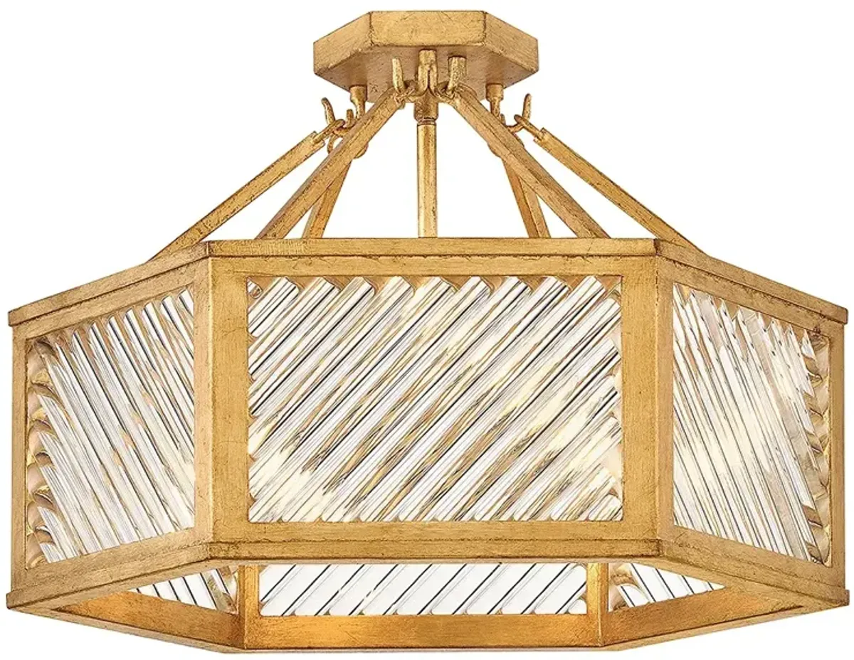 Hinkley Interior Sura Medium Semi-Flush Mount 19" Distressed Brass