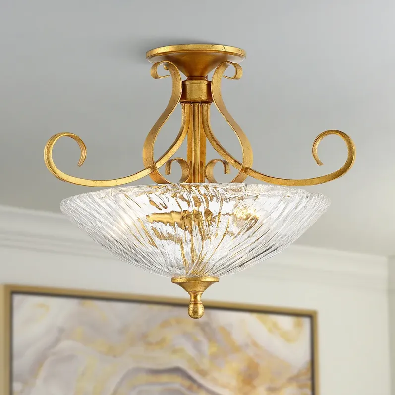 Franklin Iron Enola 20 1/2" Wide Gold Leaf Semi Flush Ceiling Light