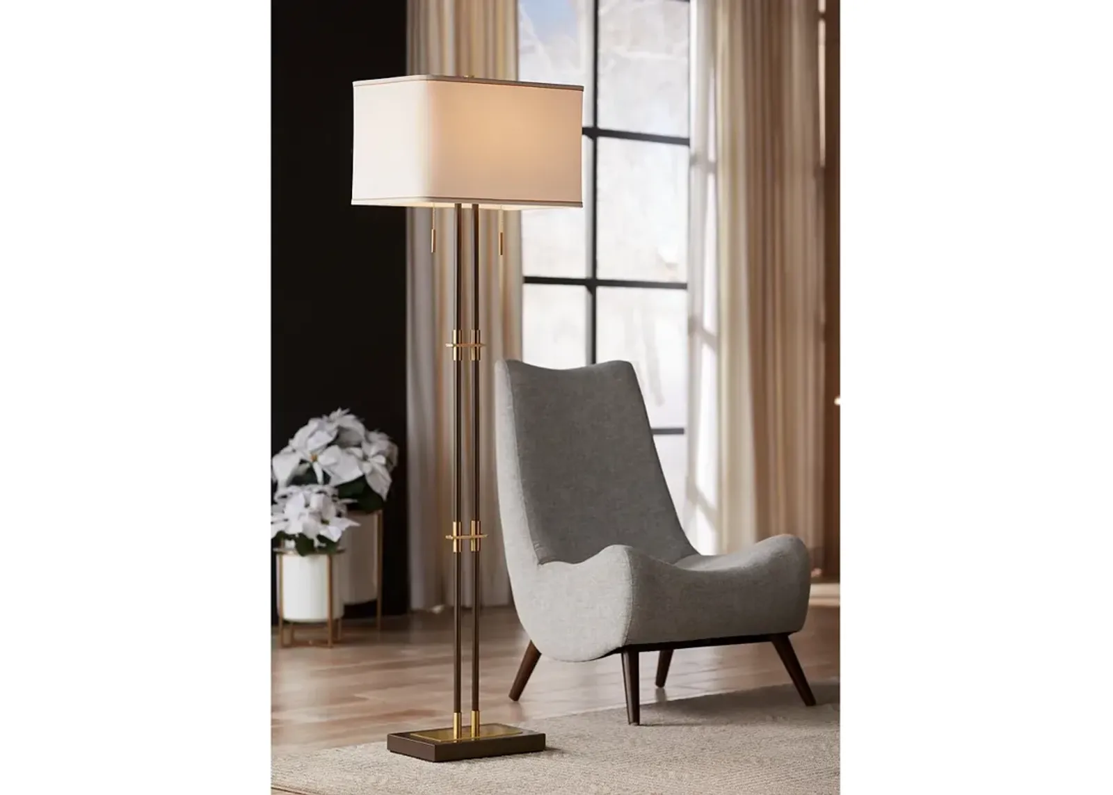 Possini Euro Nevada 61 1/2" High Bronze and Gold Floor Lamp