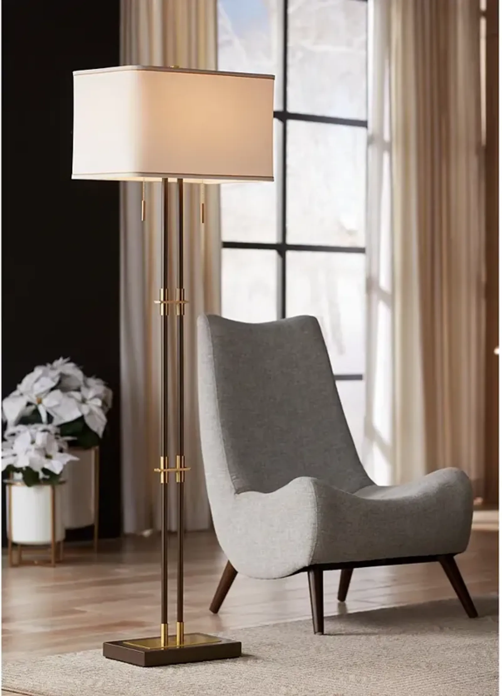 Possini Euro Nevada 61 1/2" High Bronze and Gold Floor Lamp