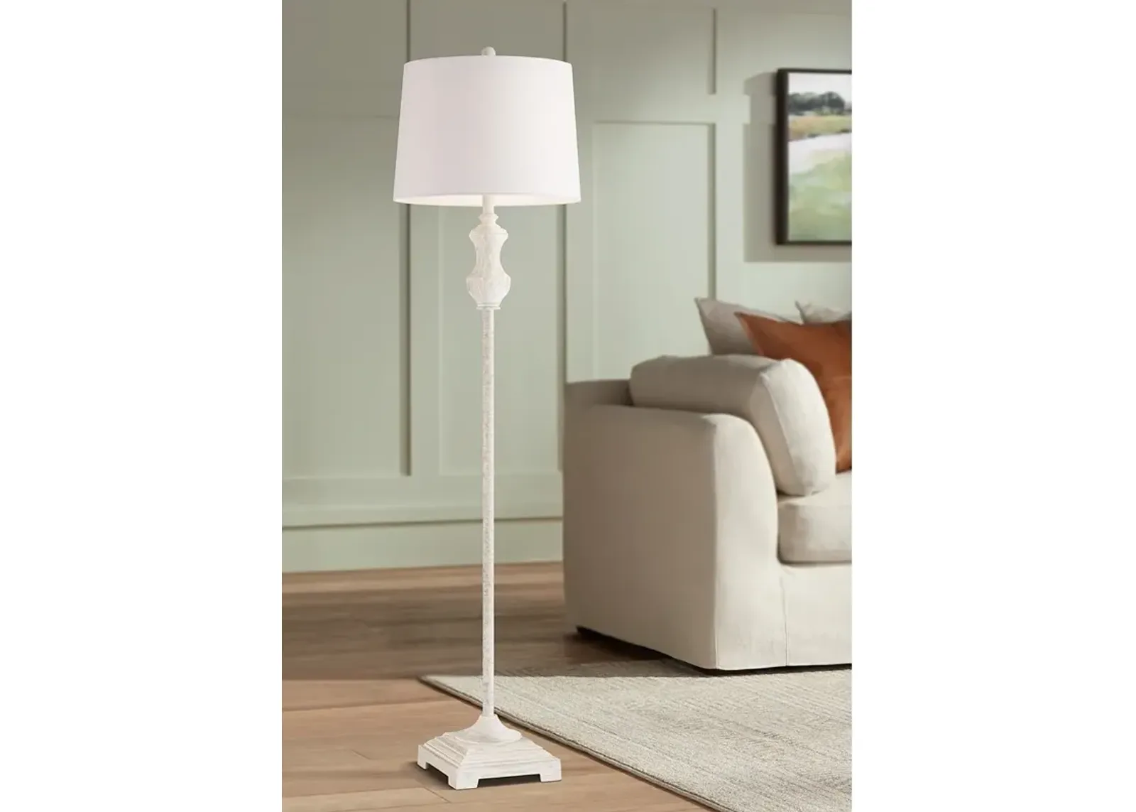 Barnes and Ivy Verona 61 1/2" Traditional Vintage White Floor Lamp