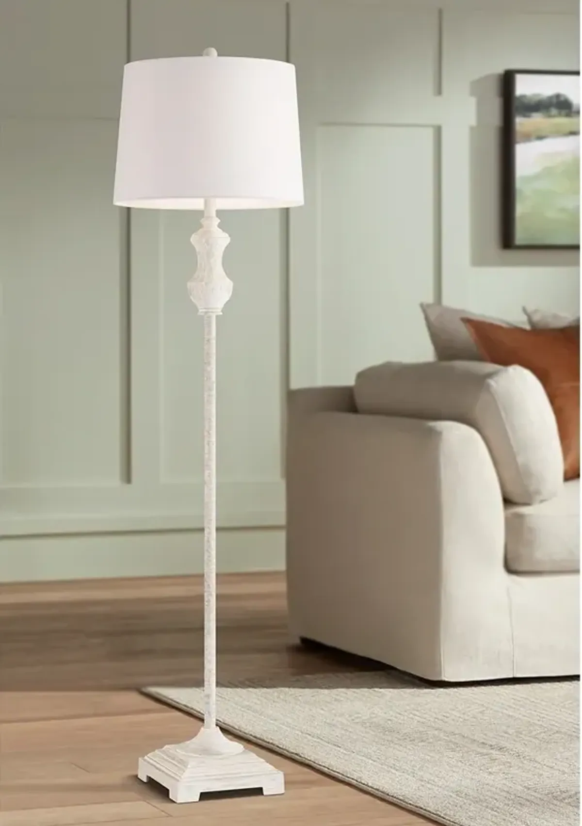 Barnes and Ivy Verona 61 1/2" Traditional Vintage White Floor Lamp