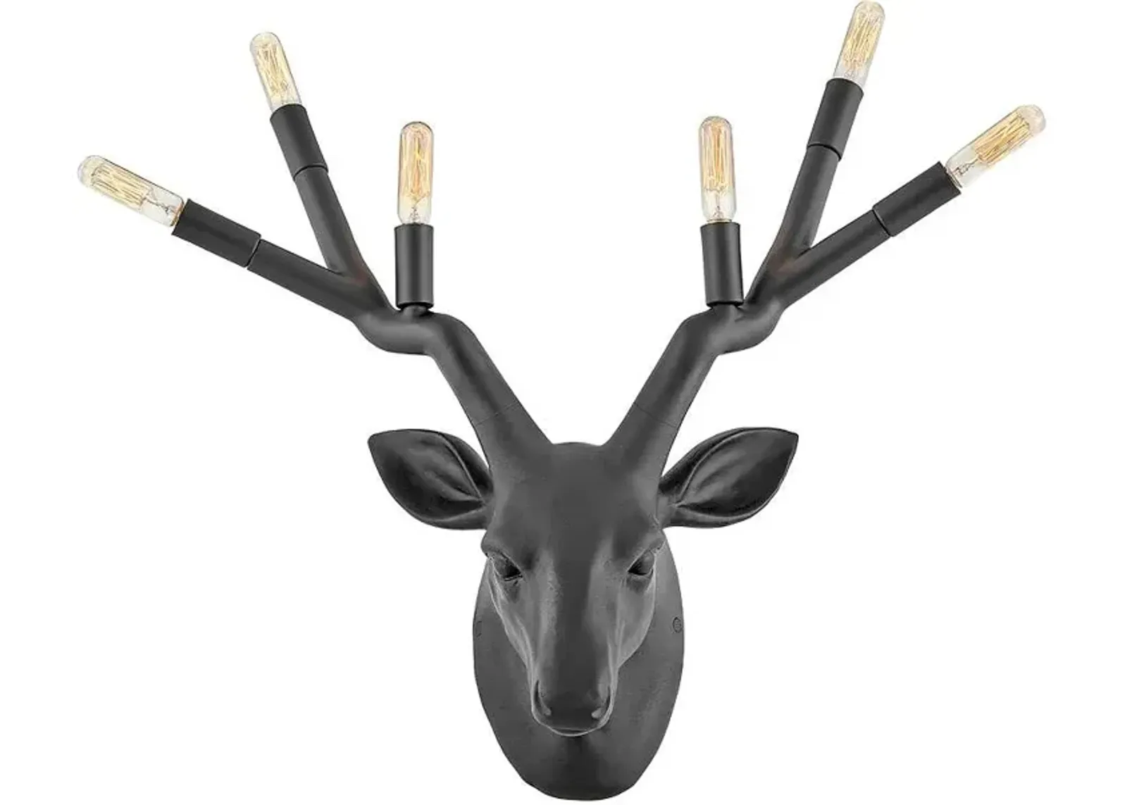 Stag Deer Head 20" High Black Finish Modern Rustic Plug-In Wall Sconce