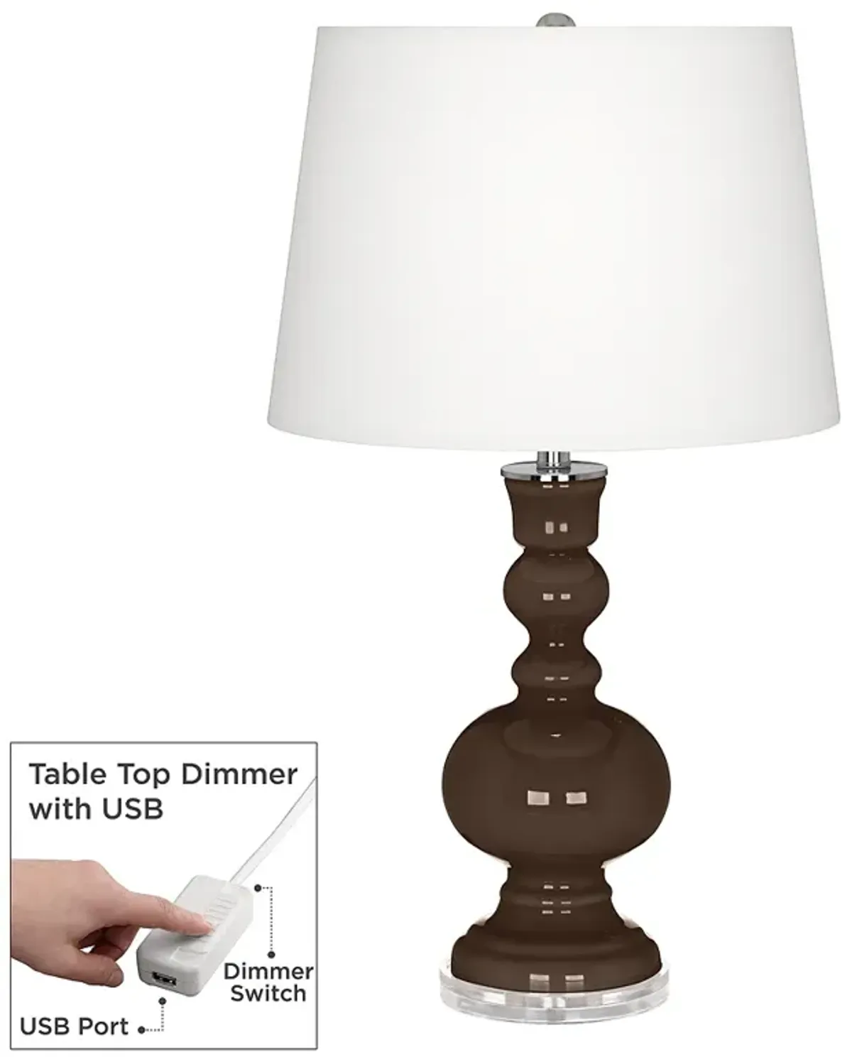 Color Plus Apothecary 30" High Carafe Brown Table Lamp with USB Dimmer