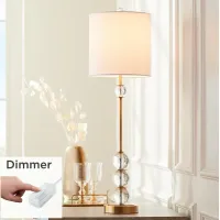 Halston Brass Crystal Buffet Table Lamp with Tabletop Dimmer