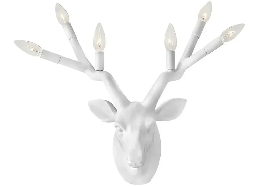 Hinkley Stag Deer Head 20" White Modern Rustic Plug-In Wall Sconce