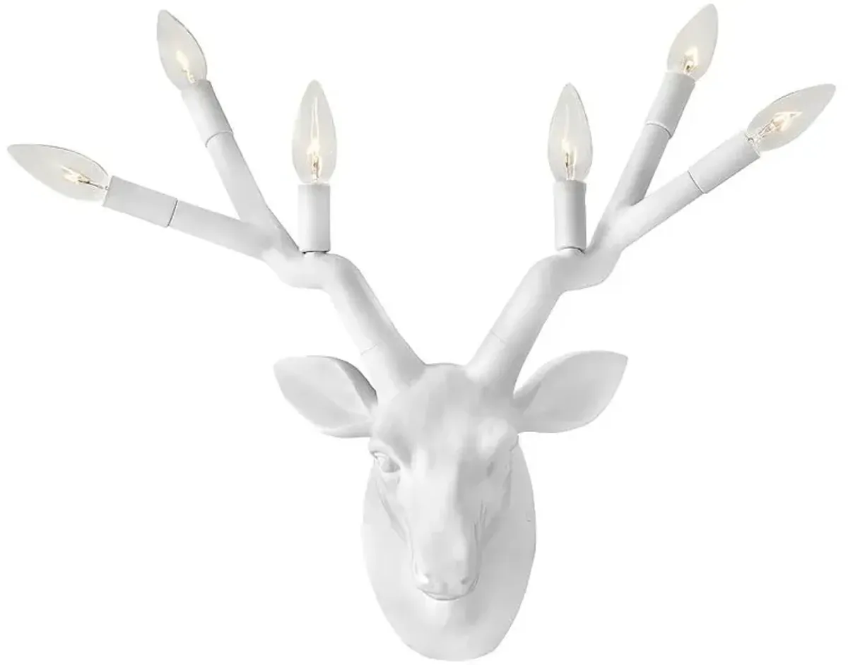 Hinkley Stag Deer Head 20" White Modern Rustic Plug-In Wall Sconce