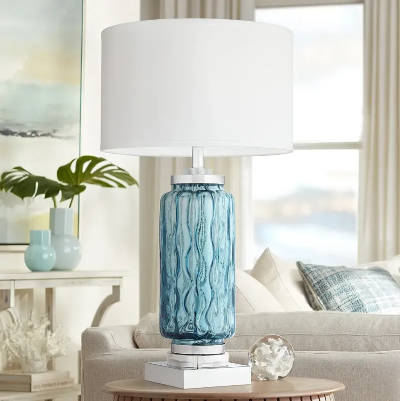 Pacific Coast Lighting Waverly Blue Glass Modern Coastal Table Lamp