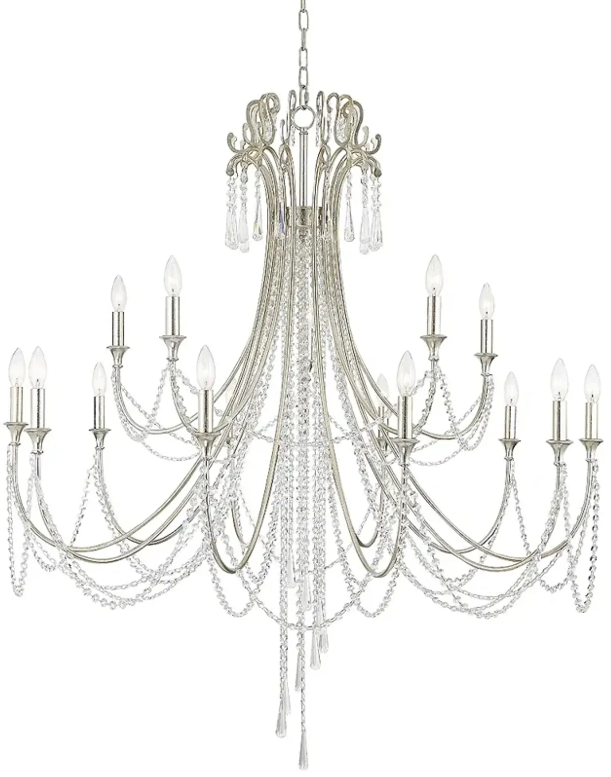 Arcadia 15 Light Antique Silver Chandelier