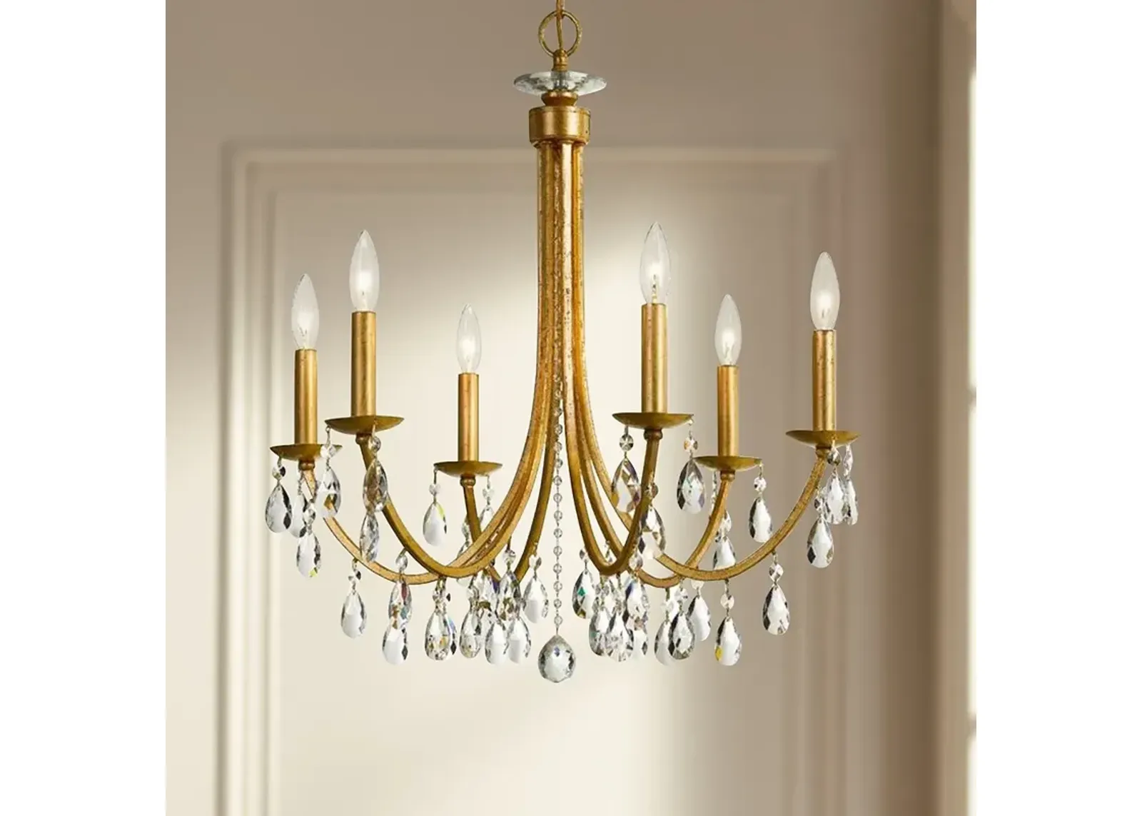 Crystorama Bridgehampton 26"W Antique Gold 6-Light Crystal Chandelier