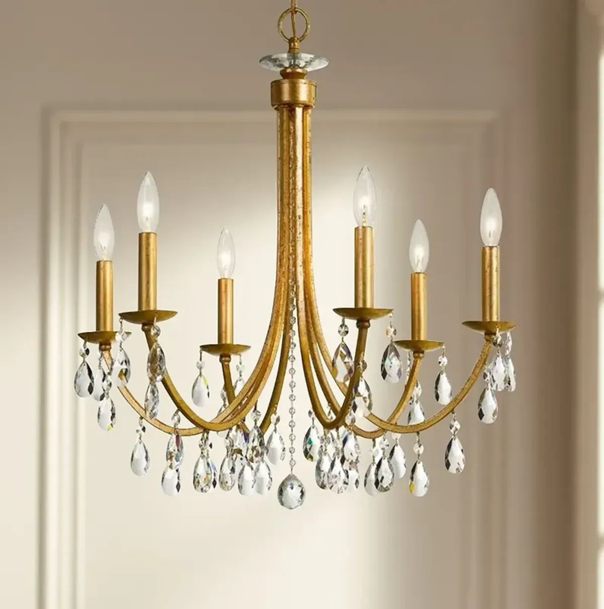 Crystorama Bridgehampton 26"W Antique Gold 6-Light Crystal Chandelier