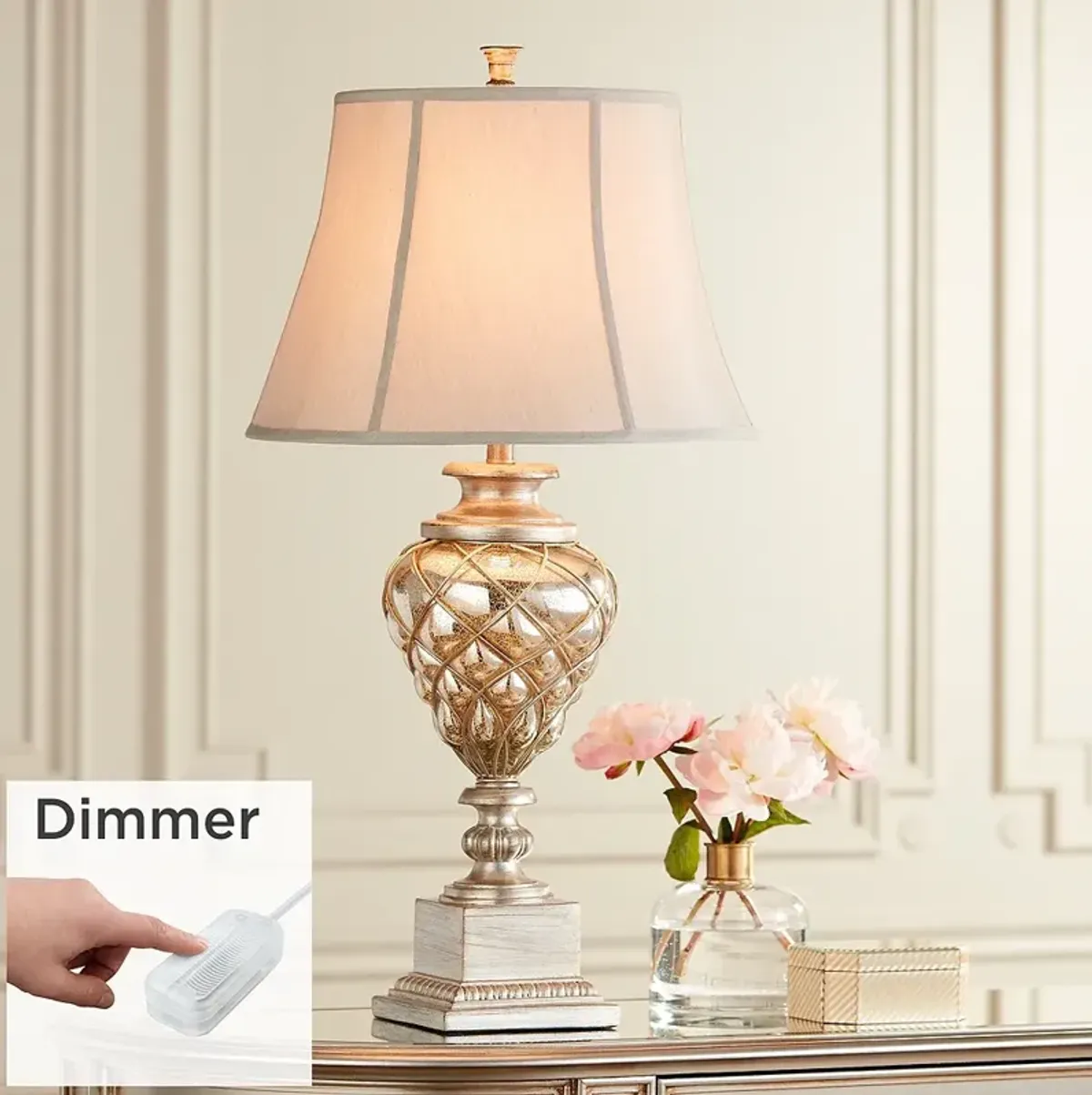 Barnes and Ivy 33 3/4" Mercury Glass Night Light Lamp with Dimmer