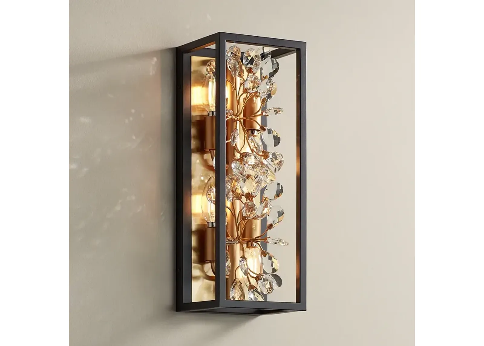 Possini Euro Carrine 16"H Black and Gold Plated 4-Light Wall Sconce