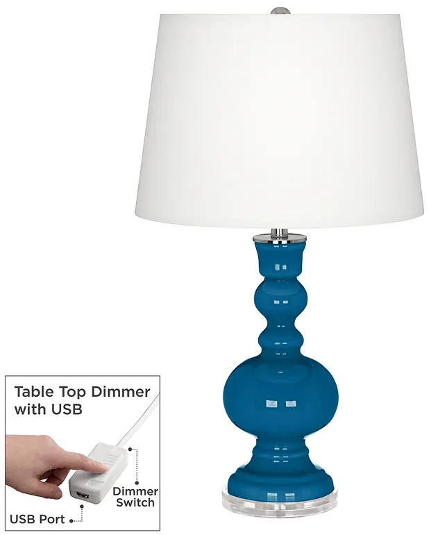 Mykonos Blue Apothecary Table Lamp with Dimmer
