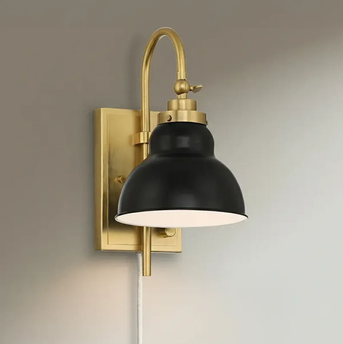 Possini Euro Lilith 13 1/2" High Antique Brass Plug-In Wall Light