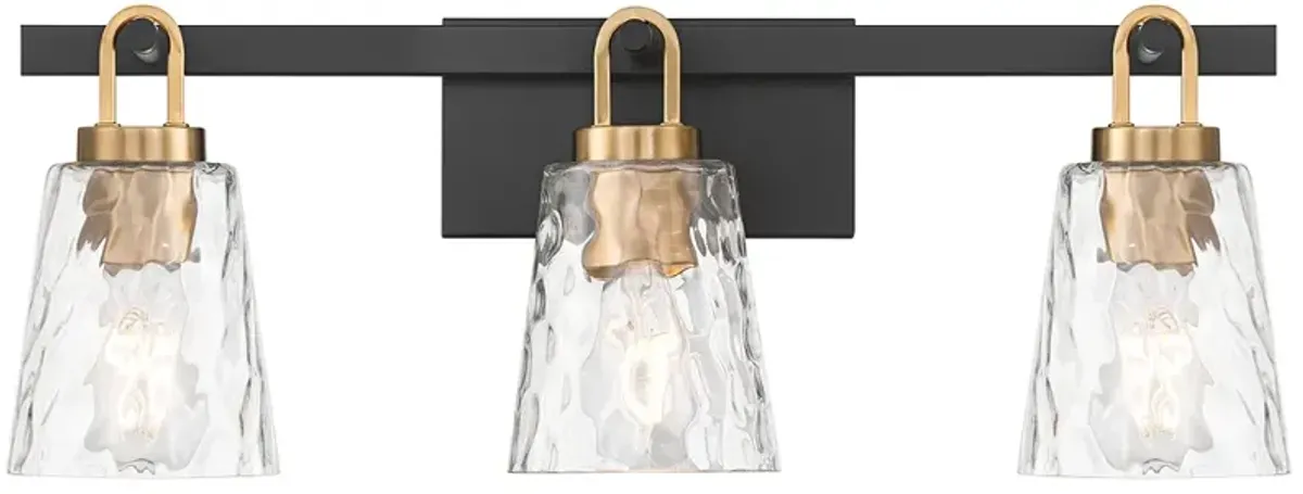 Possini Euro Shadia 24 3/4" Wide Black and Brass 3-Light Bath Light