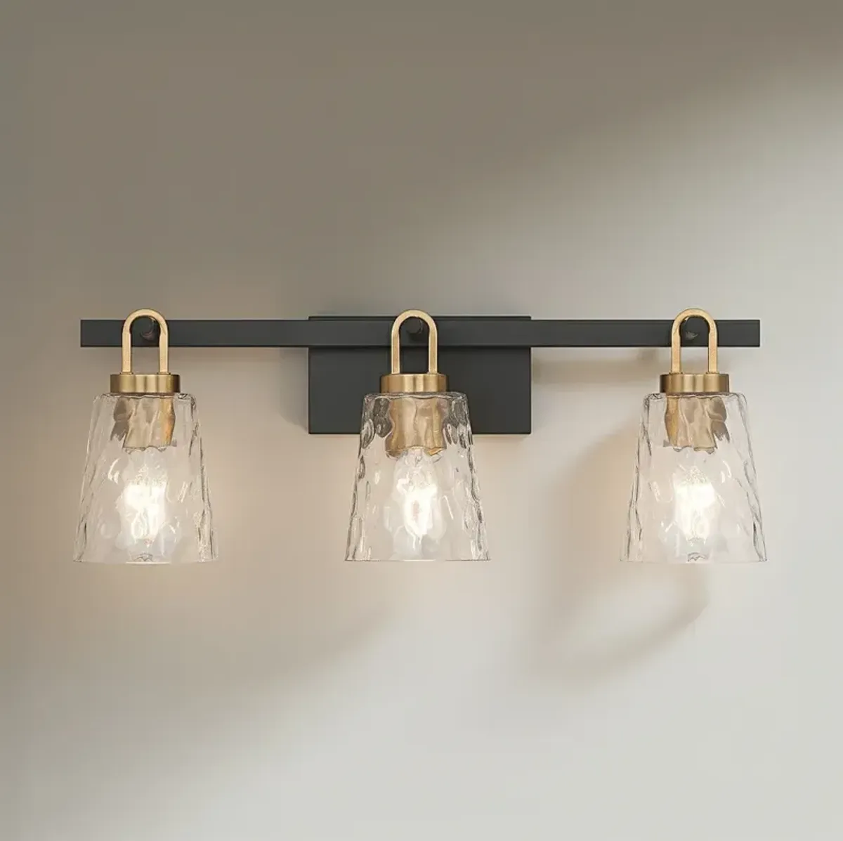 Possini Euro Shadia 24 3/4" Wide Black and Brass 3-Light Bath Light