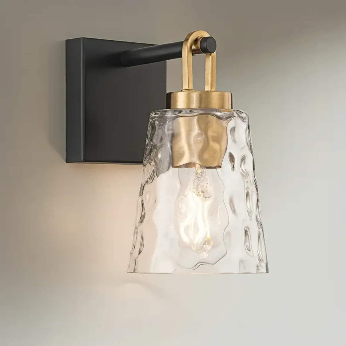 Possini Euro Shadia 9" High Black and Brass Wall Sconce