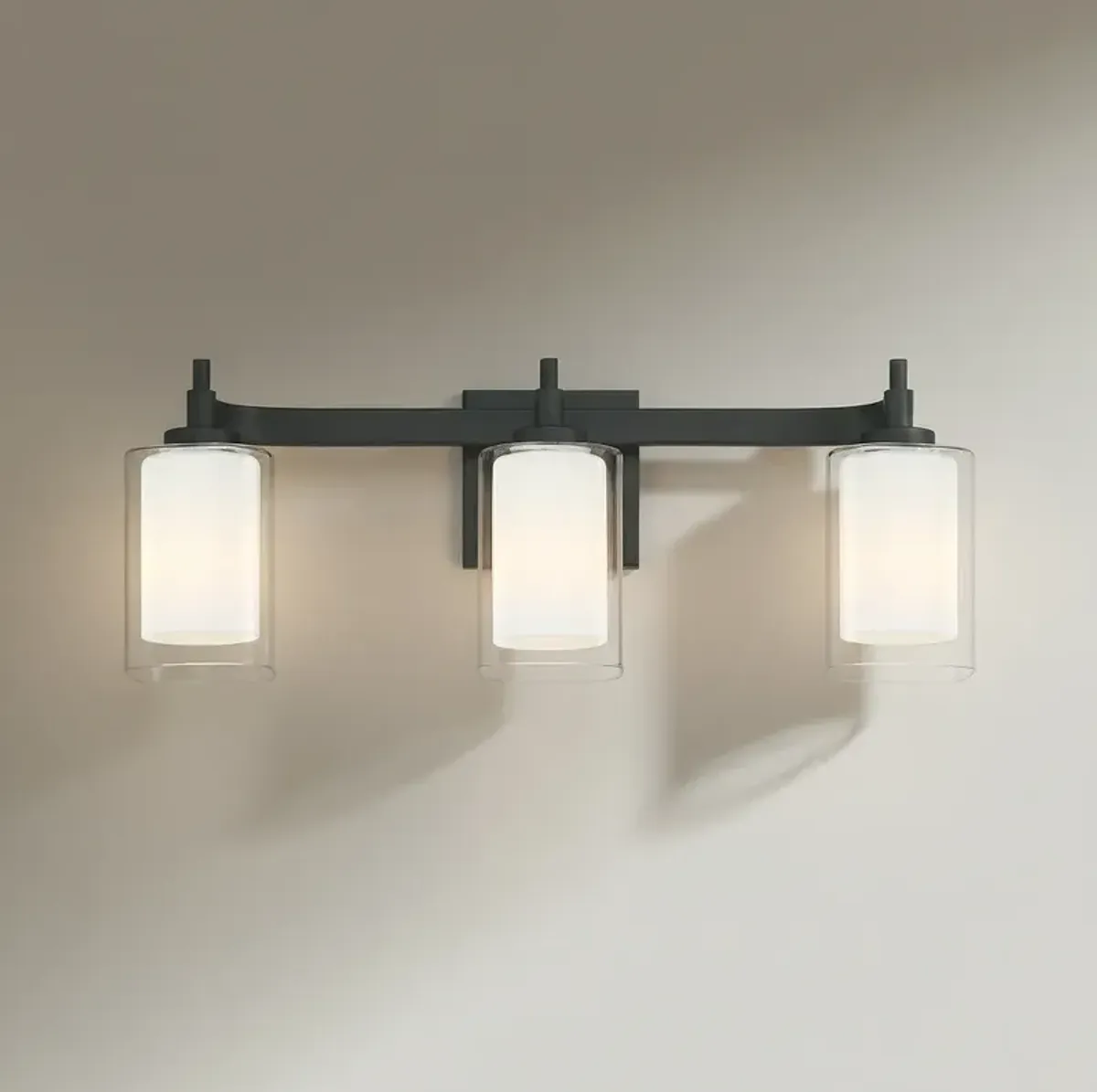 Possini Euro Bolaire 22 1/2" Wide Matte Black 3-Light Bath Light