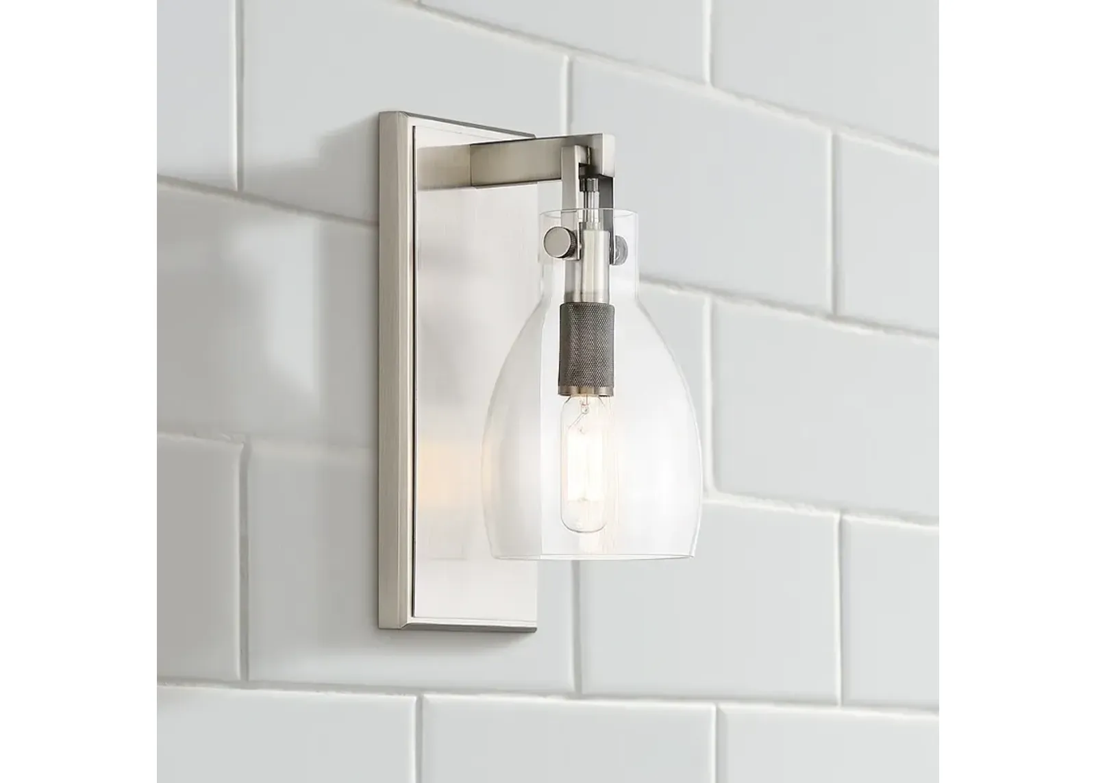 Tiberia 10 1/2" High Plated Pewter Metal Wall Sconce