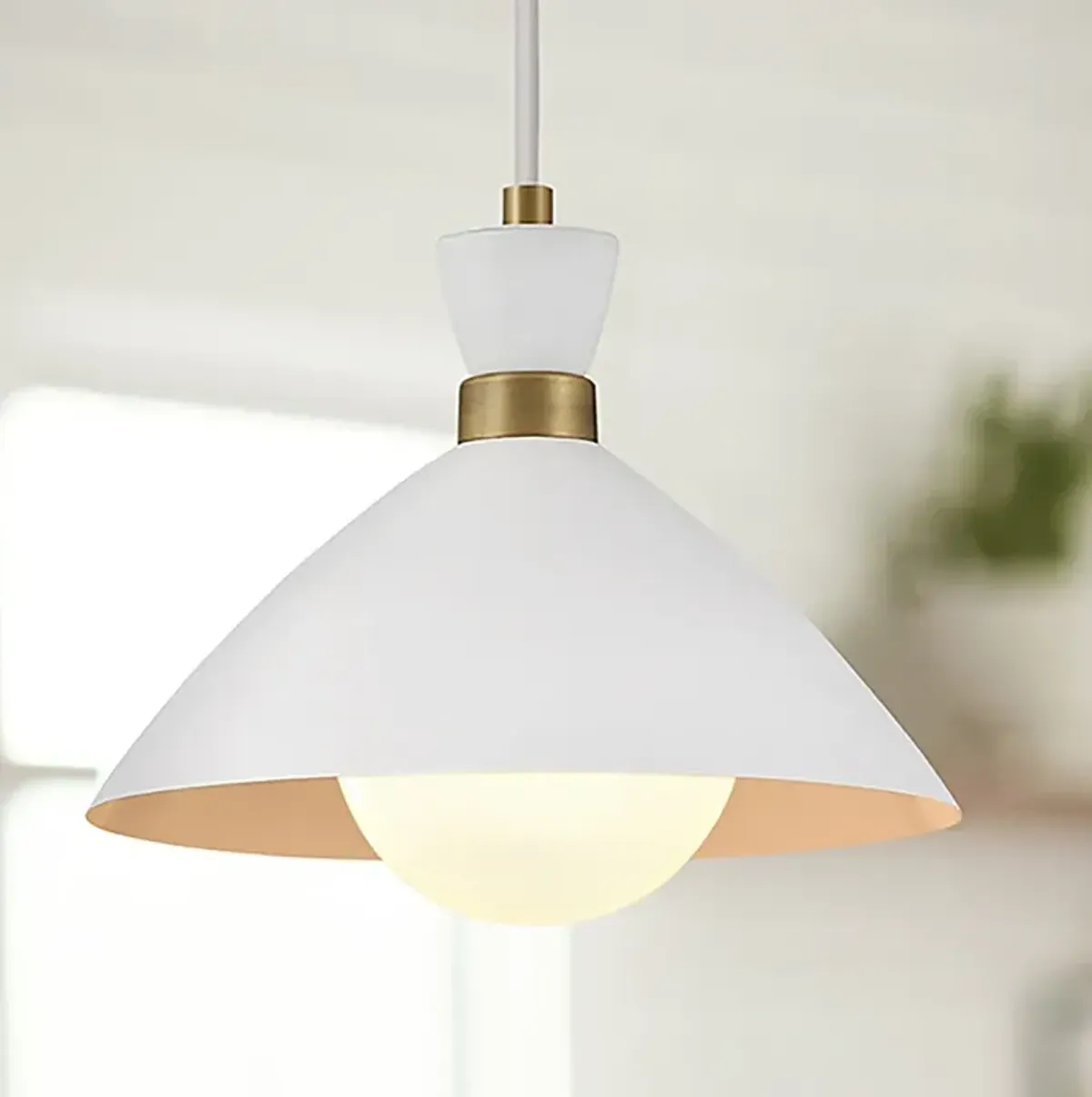 Hinkley Simon 13" Wide Matte White with Brass Pendant Light