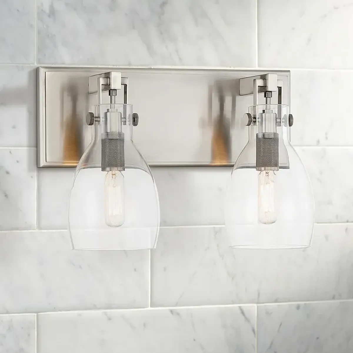 Minka Tiberia 13 3/4" Wide Plated Pewter Metal 2-Light Wall Sconce