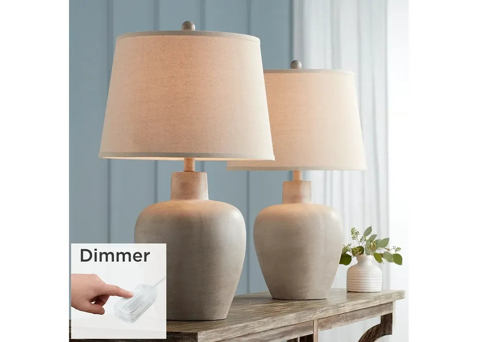 Regency Hill Glenn 27" Terra Cotta Finish Lamps Set of 2 with Dimmers