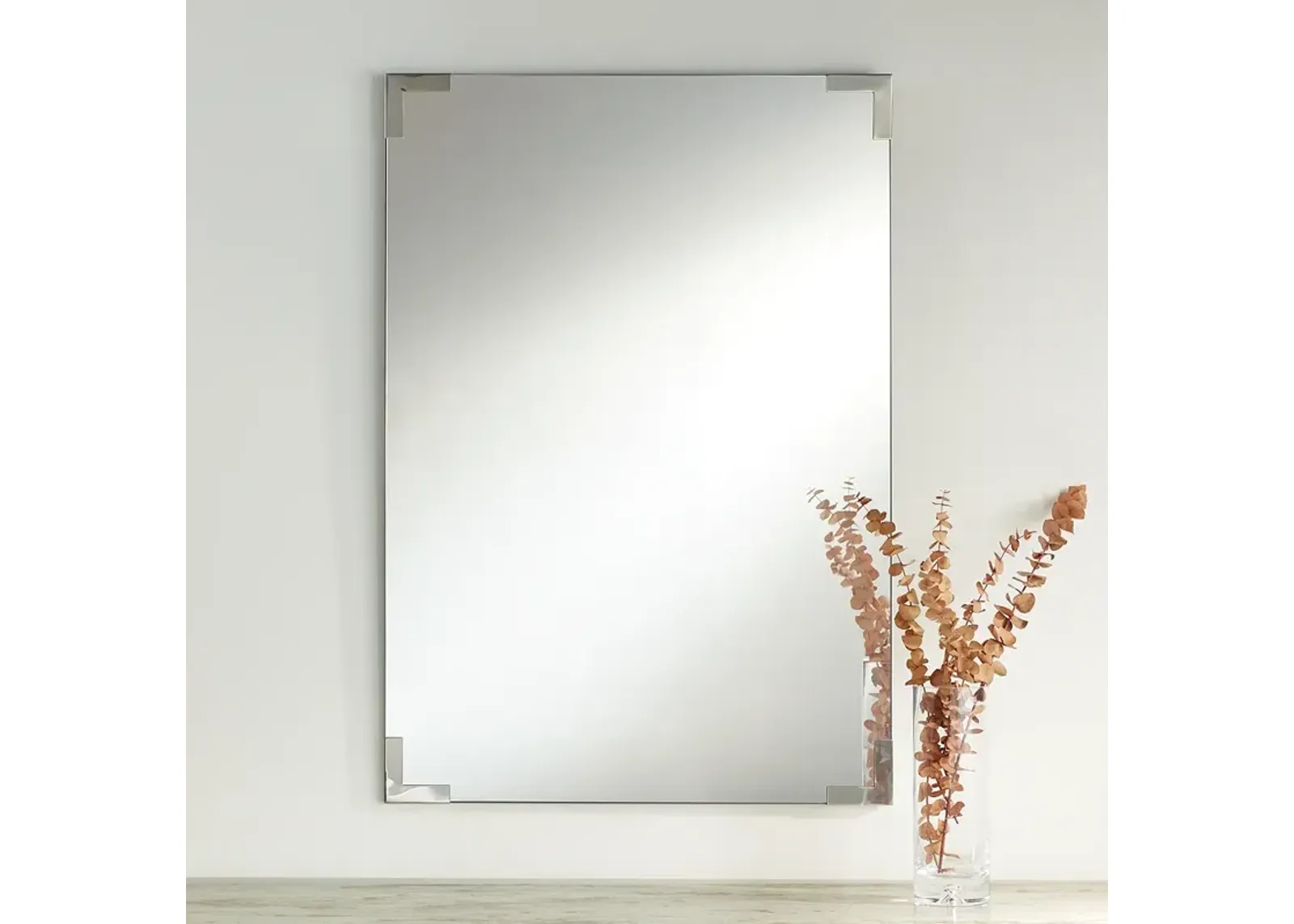 Slynia Silver Corner 27" x 39" Rectangular Wall Mirror