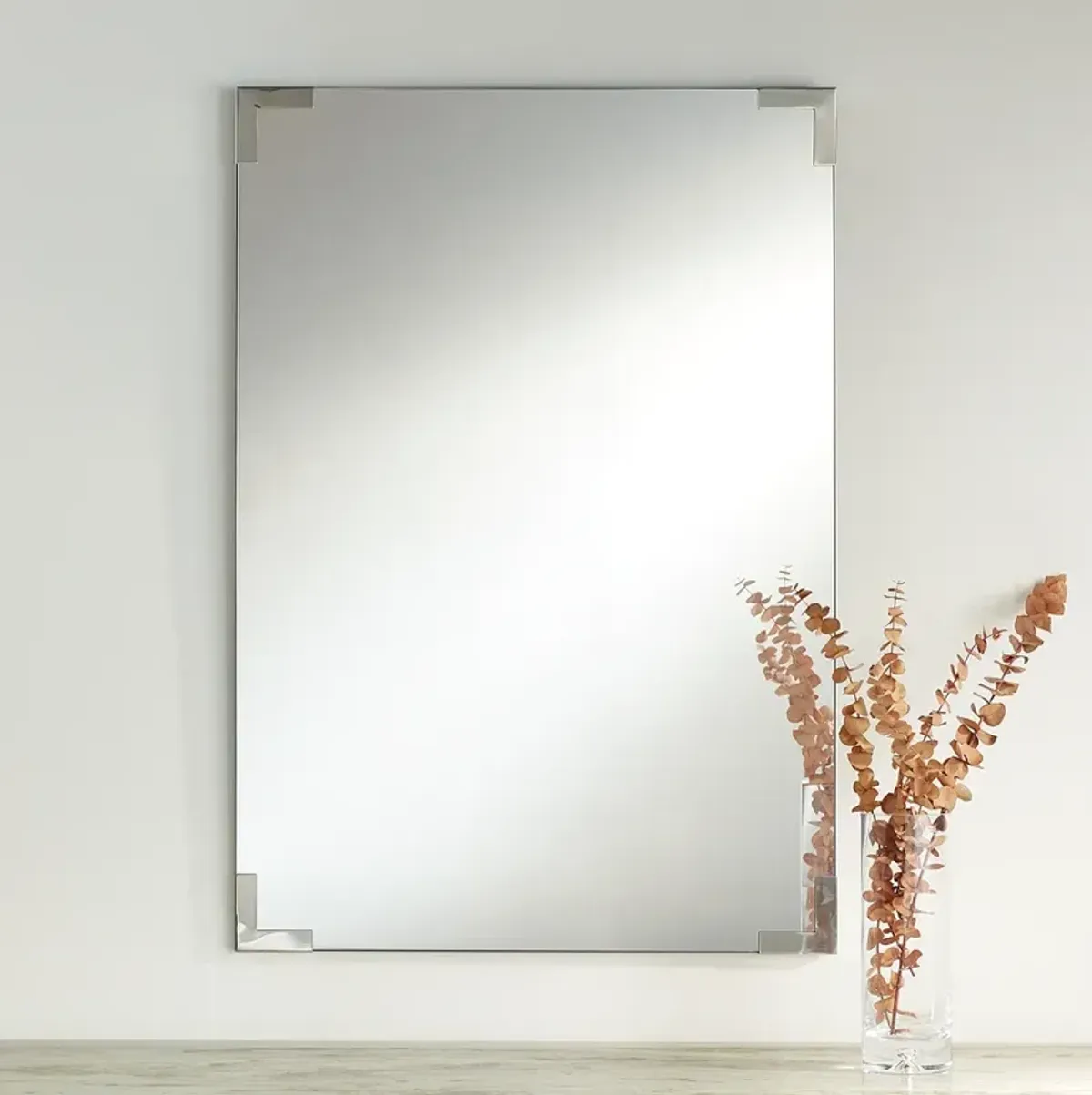 Slynia Silver Corner 27" x 39" Rectangular Wall Mirror