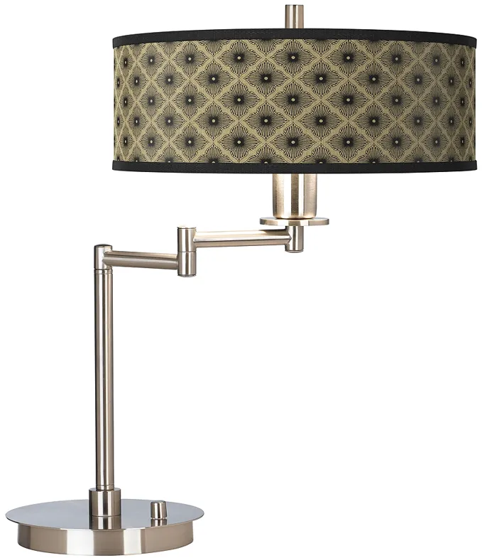 Rustic Flora Giclee Shade Modern LED Swing Arm Desk Lamp