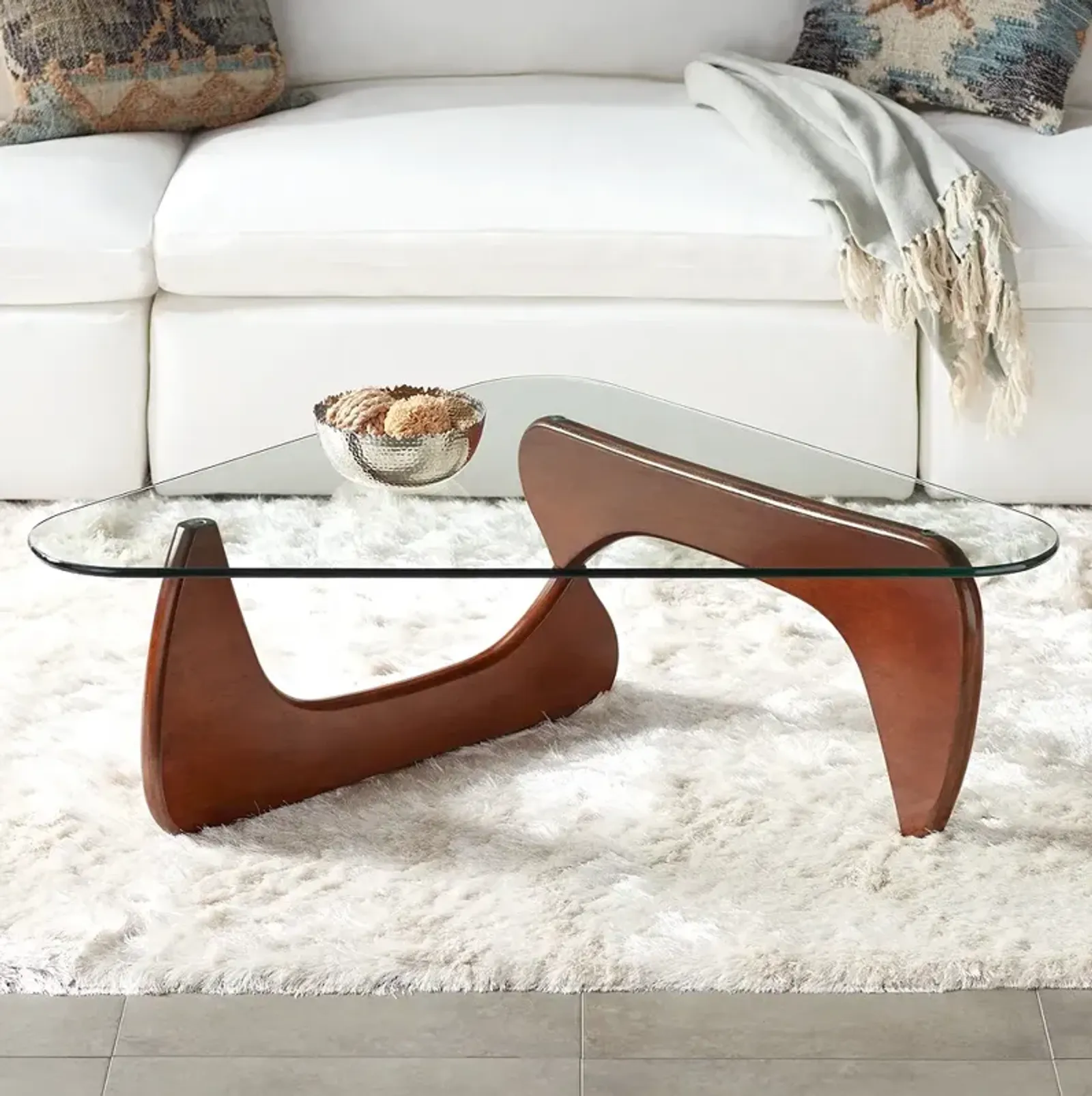 Elm Lane Chloe 47 1/2" Glass and Wood Mid Century Modern Coffee Table