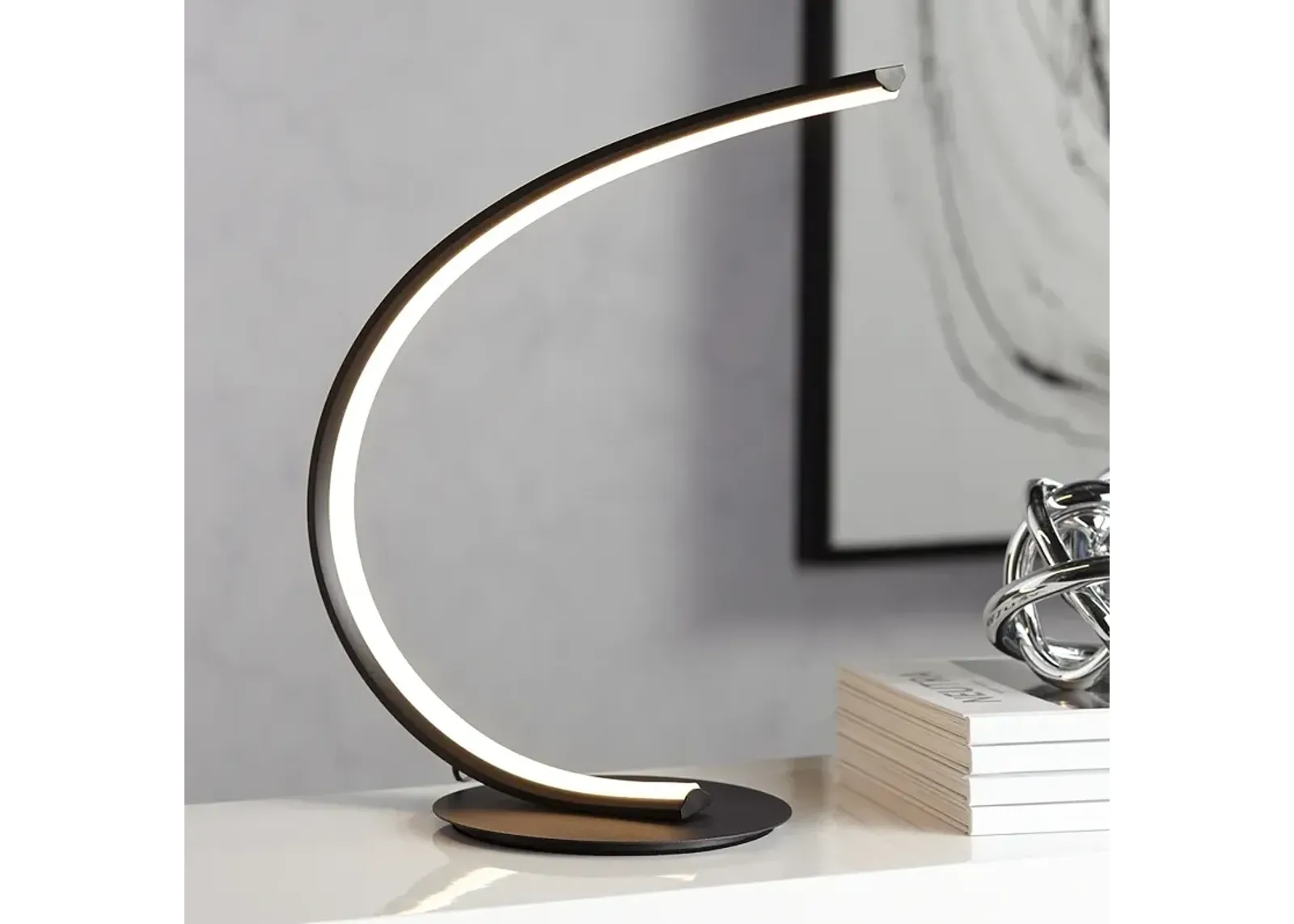 Possini Euro Avante Curved Arc 15.25" High LED Accent Table Lamp