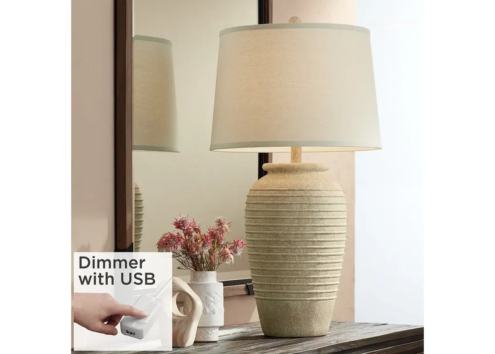 John Timberland Austin 28" Southwest Rustic Table Lamp with USB Dimmer