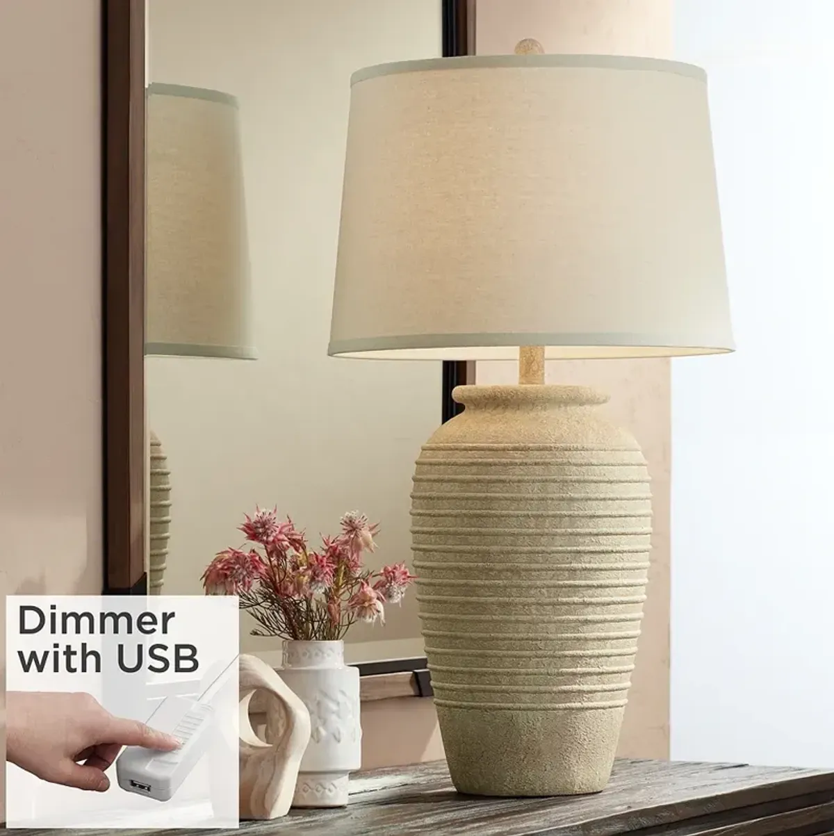 John Timberland Austin 28" Southwest Rustic Table Lamp with USB Dimmer