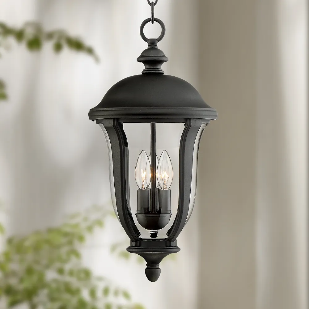 Park Sienna 20” High Traditional Black Finish Outdoor Hanging Light