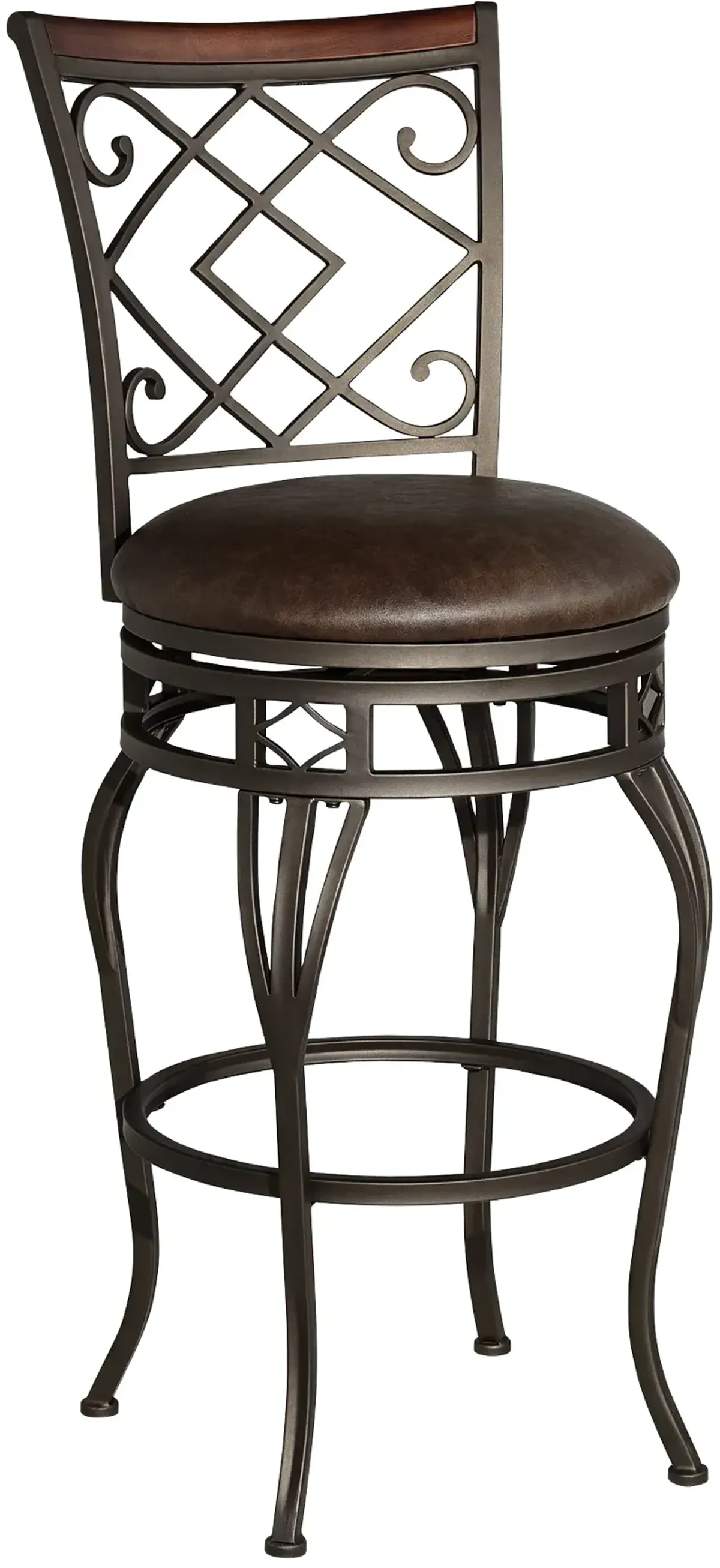 Hartley 30" Wood and Bronze Metal Swivel Bar Stools Set of 2