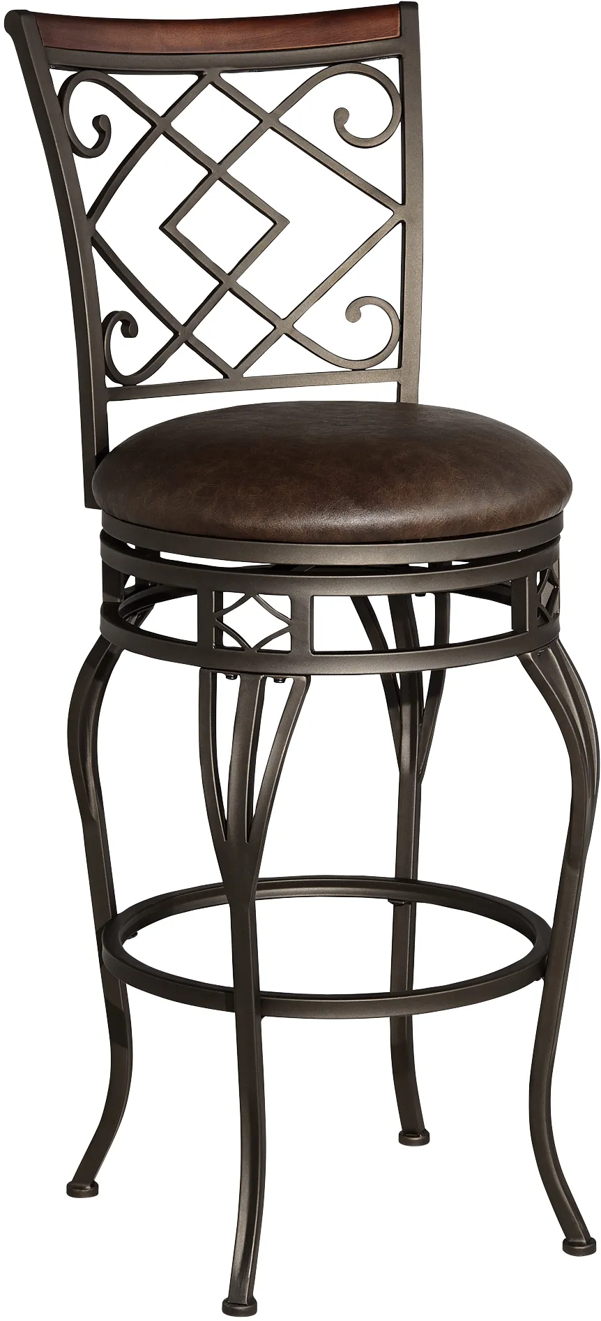 Hartley 30" Wood and Bronze Metal Swivel Bar Stools Set of 2