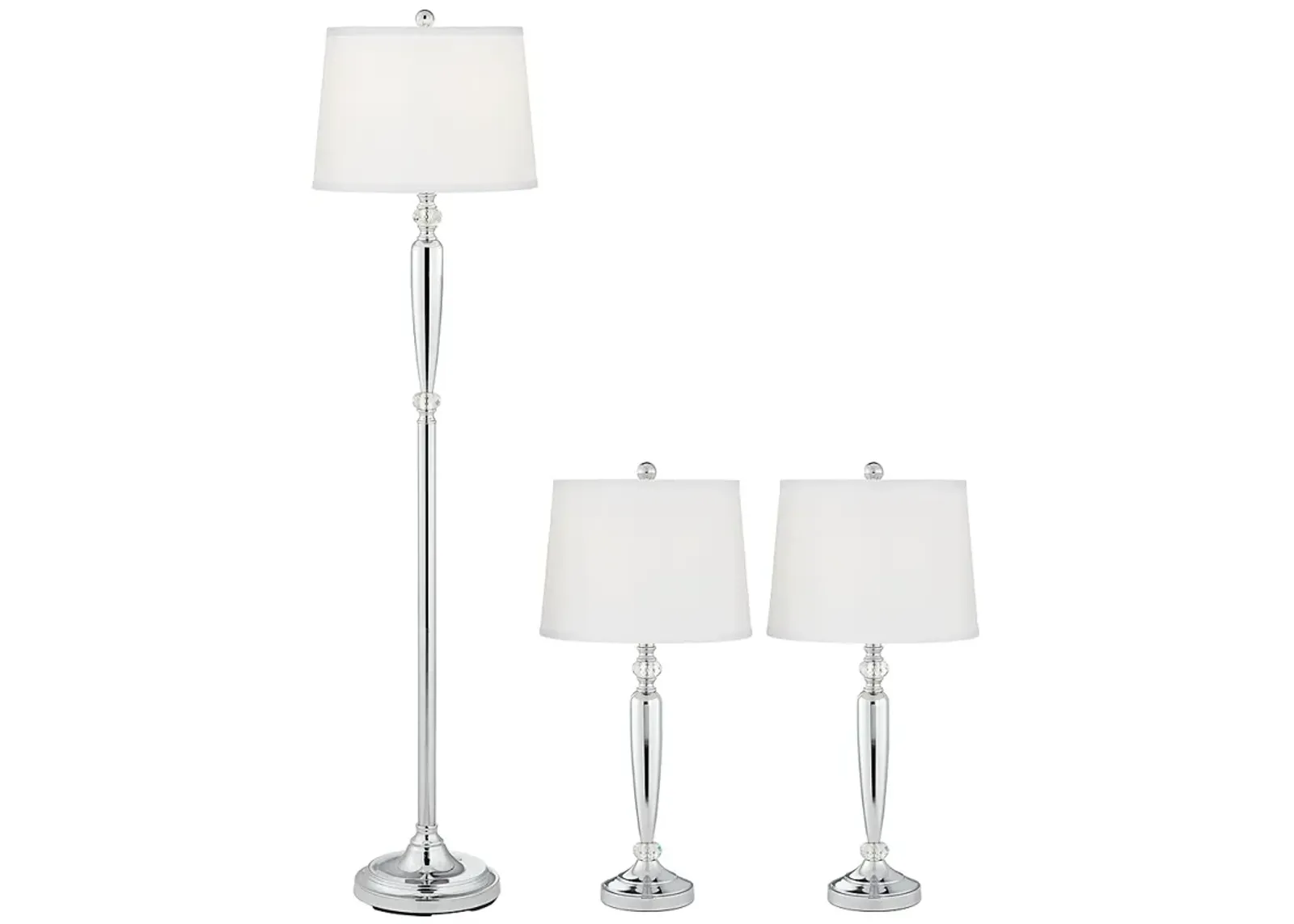 Barnes and Ivy Derby Chrome 3-Piece Floor and Table Lamp Set