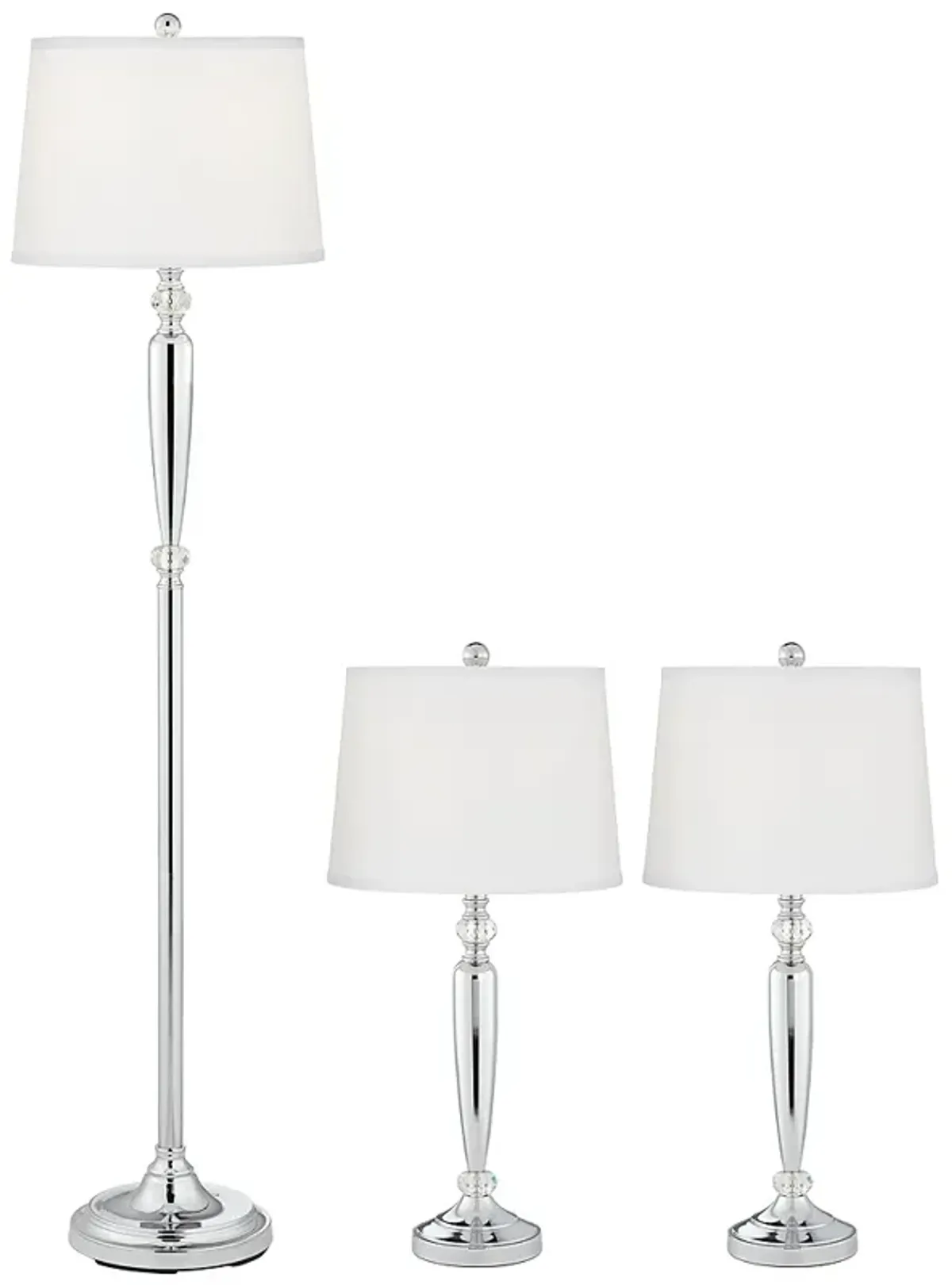 Barnes and Ivy Derby Chrome 3-Piece Floor and Table Lamp Set