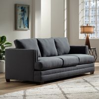 Zara 91" Wide Heritage Charcoal Fabric Three-Seat Sofa