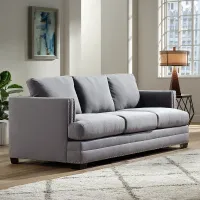 Zara 91" Wide Heritage Flannel Fabric Three-Seat Sofa