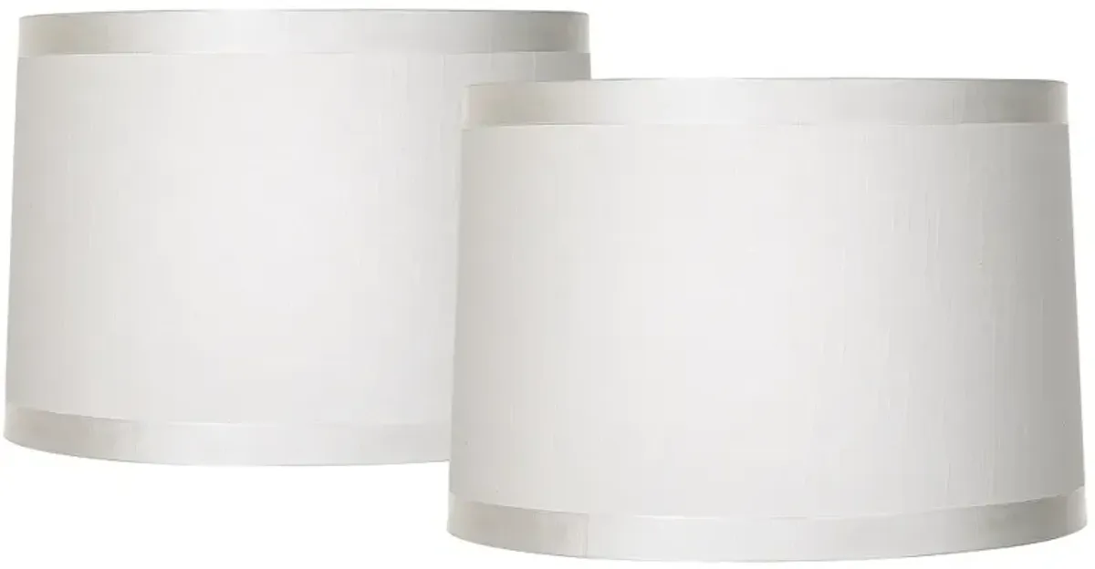 Springcrest Off-White Fabric Drum Shades 15x16x11 (Spider) Set of 2